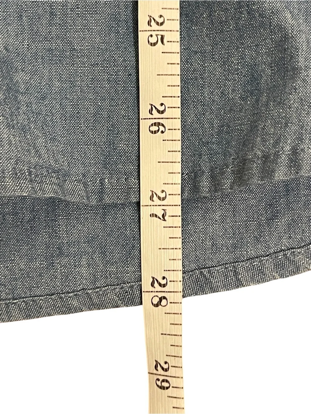 J.Crew Classic Chambray Ruffle Collar Button Up Shirt Women’s Size 2 Blue Cotton